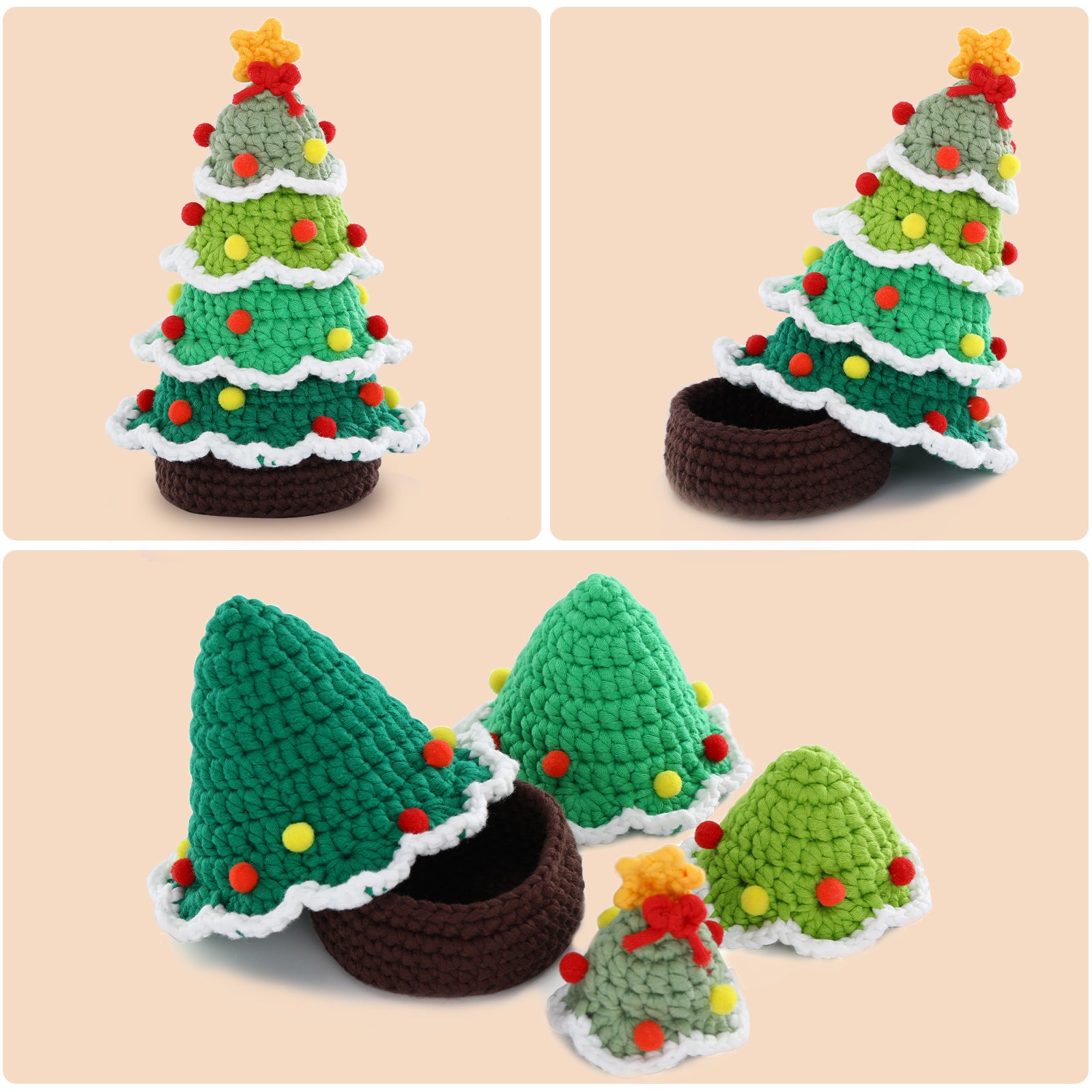 Souarts Green Christmas Tree House Beginners Crochet Kit, Christmas House  Organizer Crochet Kit, Crochet Kit for Adult Beginners with Step-by-Step