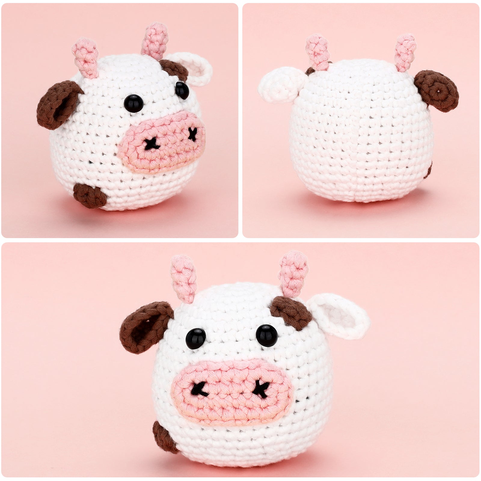 BEGINNER CROCHET KIT Amigurumi Cow, Easy Starter Crochet Kit, Amigurumi Kit,  Diy Craft Kit Gift, Learn How to Crochet Kit, Amigurumi Cow 
